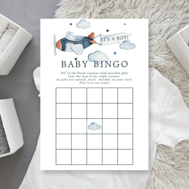 Vintage Airplane It's A Boy Baby Bingo Invitation (Creator Uploaded)