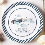 Vintage Airplane It's A Boy Baby Shower Paper Plate<br><div class="desc">Vintage Airplane It's A Boy Baby Shower Paper Plate. This design features an adorable vintage airplane. Personalize this custom design with your own text and details.</div>