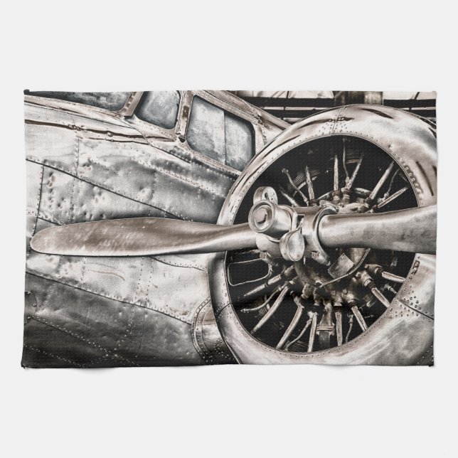 Vintage Airplane Kitchen Towel (Horizontal)