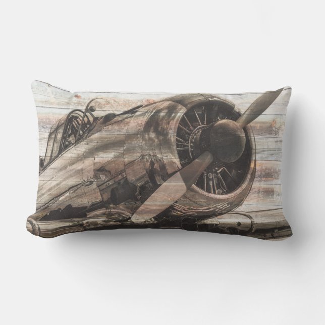 Vintage Airplane Lumbar Pillow (Front)
