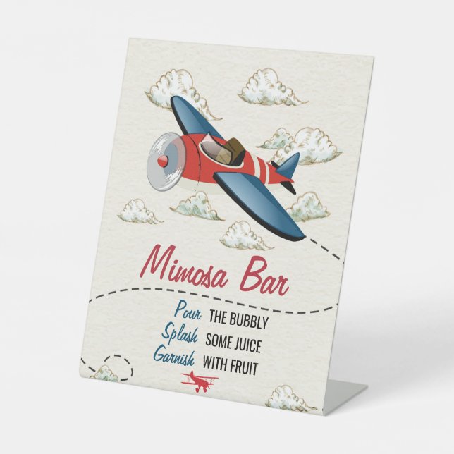 Vintage Airplane Mimosa Bar Drinks Party Sign (Front)