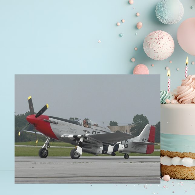 Vintage Airplane P-51 Mustang Aviation Birthday Postcard (Creator Uploaded)