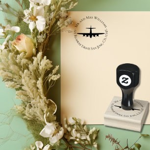 Vintage Airplane P-51 Mustang Military Aviation Rubber Stamp