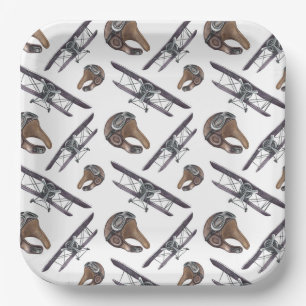 Vintage Airplane Paper Plate