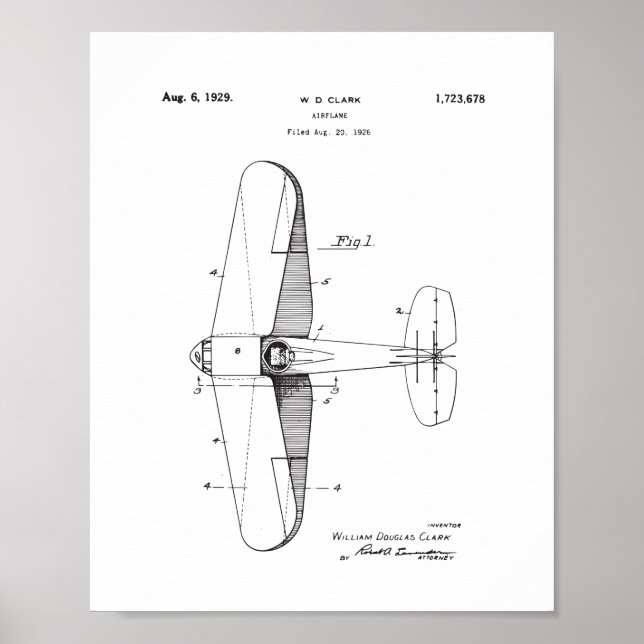Vintage Airplane Patent Wall Art, Plane Poster (Front)