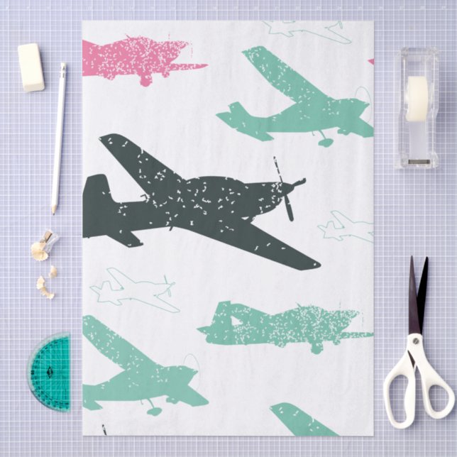Vintage Airplane Pattern Tissue Paper (Craft)