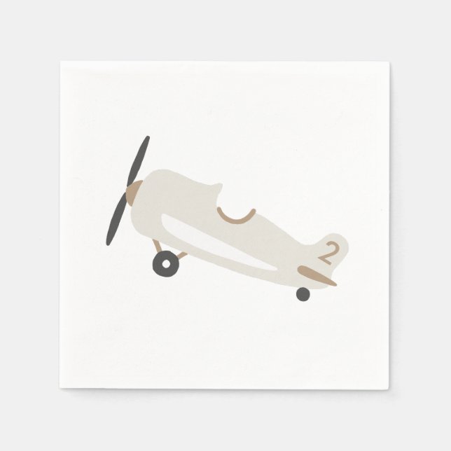 Vintage Airplane Personalised Kids Birthday Napkin (Front)