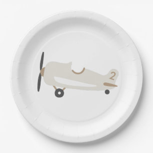 Vintage Airplane Personalised Kids Birthday Paper Plate