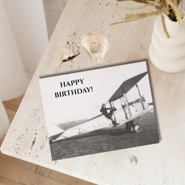 Vintage Airplane photo, Cool Aviation Birthday Postcard (Creator Uploaded)