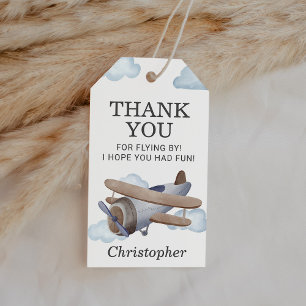 Vintage Airplane Pilot Aviation Birthday Favour Gift Tags