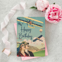 Vintage Airplane Pilot Birthday Aviation Poster