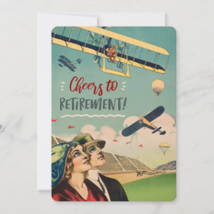 Vintage Airplane Pilot Retirement Poster Holiday Card