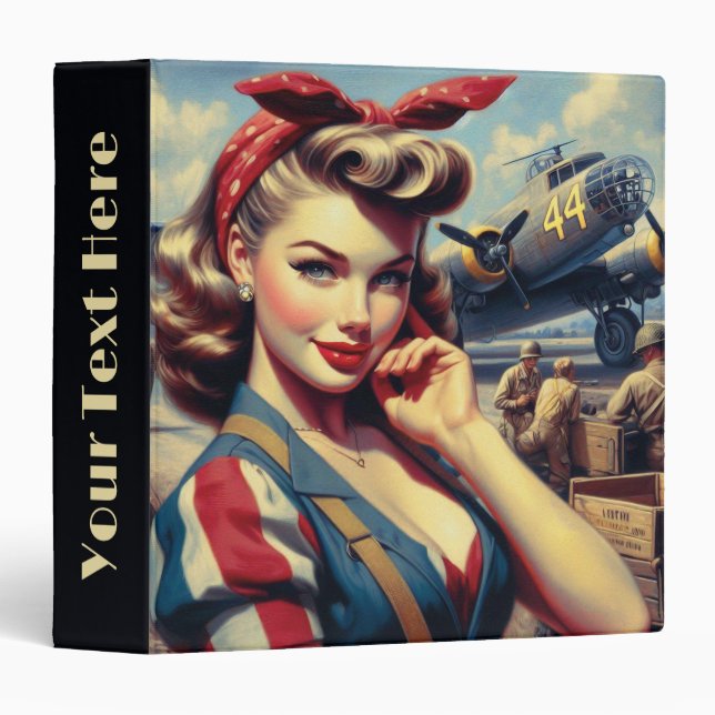 Vintage Airplane Pin Up Binder (Front/Spine)