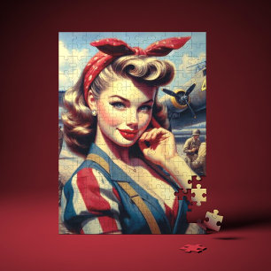 Vintage Airplane Pin Up Jigsaw Puzzle