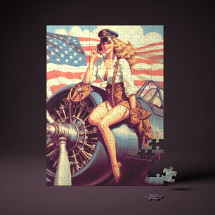 Vintage Airplane Pin-up Jigsaw Puzzle
