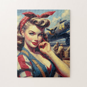 Vintage Airplane Pin Up Jigsaw Puzzle