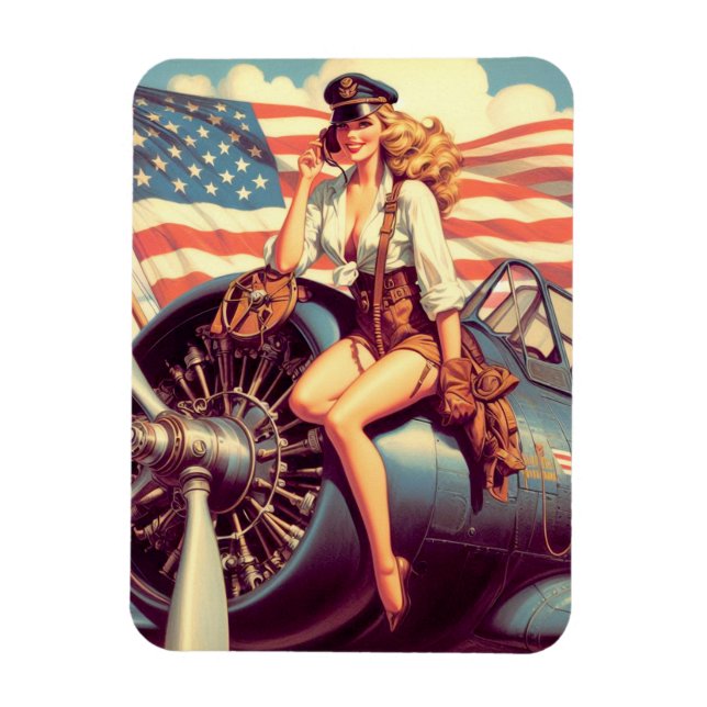 Vintage Airplane Pin-up Magnet (Vertical)