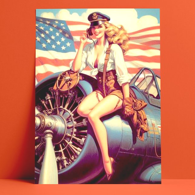 Vintage Airplane Pin-up Postcard (Creator Uploaded)