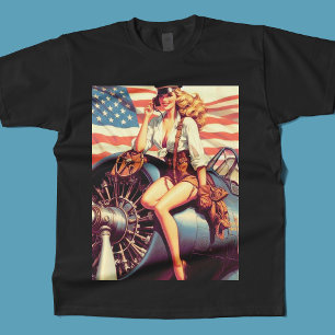 Vintage Airplane Pin-up T-Shirt
