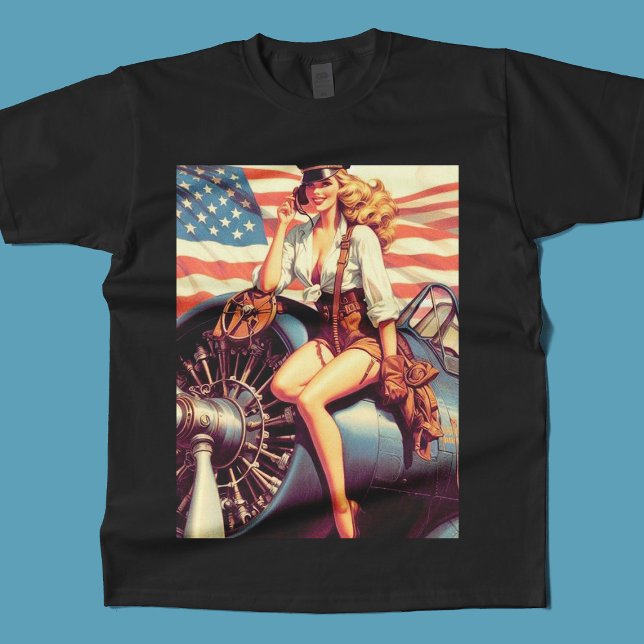 Vintage Airplane Pin-up T-Shirt (Creator Uploaded)