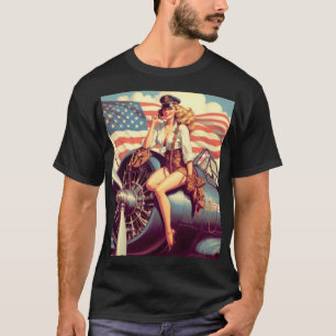 Vintage Airplane Pin-up T-Shirt