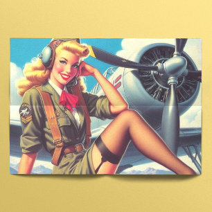Vintage Airplane Pin-Up Tissue Paper