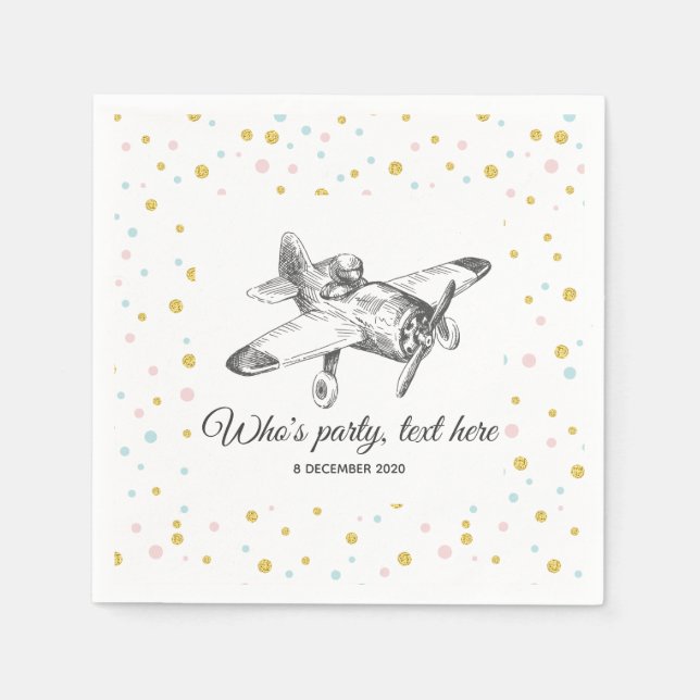 vintage,  airplane,  plane Cocktail Paper Napkins (Front)