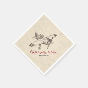 vintage, airplane, plane Cocktail Paper Napkins