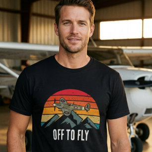 Vintage Airplane Retro Sunset Mountains Boyfriend T-Shirt