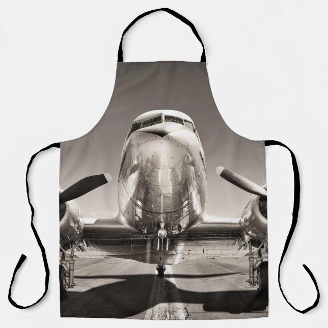 Vintage Airplane Runway Scene Apron (Front)