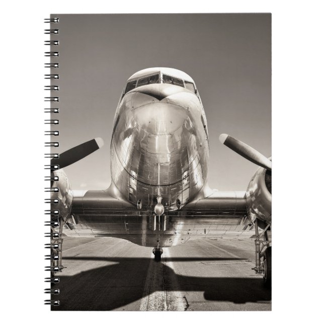 Vintage Airplane Runway Scene Notebook (Front)