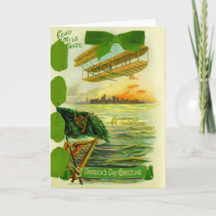 Vintage Airplane St Patrick's Day Card