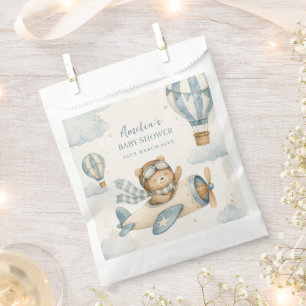 Vintage Airplane Teddy Bear Baby Shower Favour Bag