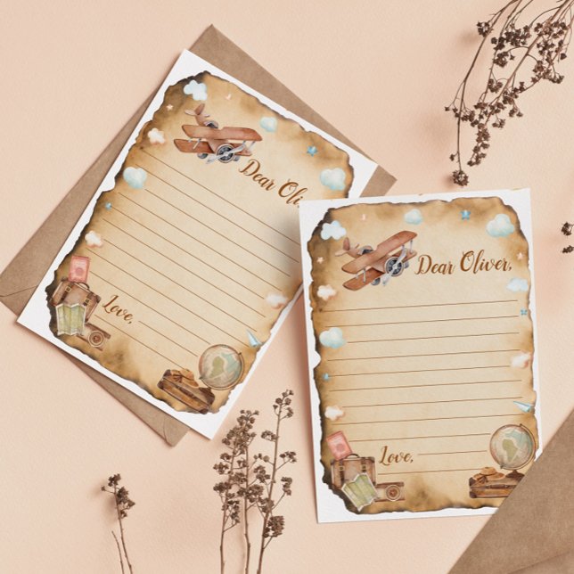 Vintage Airplane Time Capsule Note Message Card (Creator Uploaded)