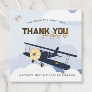 Vintage Airplane Time Flies Retro First Birthday  Favour Tags