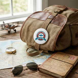 Vintage Airplane Tourism Adventures Logo Aviation 3 Inch Round Button