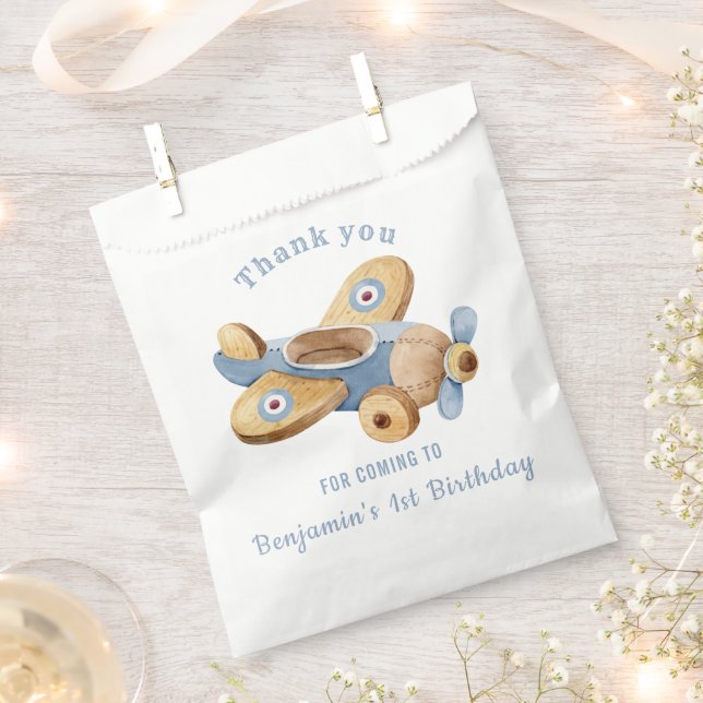 Vintage Airplane Toy Birthday Favour Bag (Clipped)