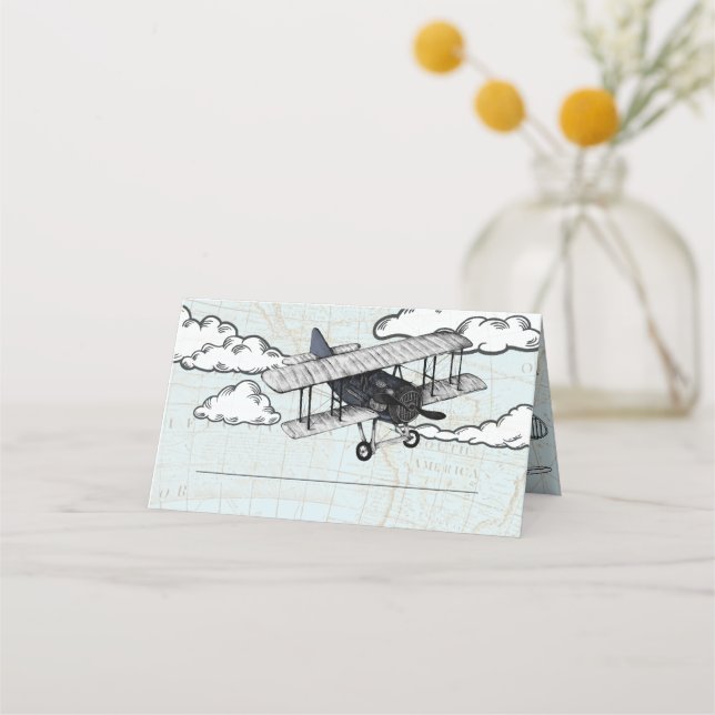 Vintage Airplane | Travel Party Place Card (Front)