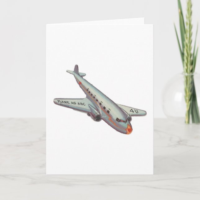 Vintage Airplane Valentine Holiday Card (Front)