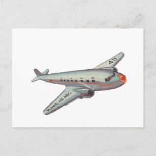 Vintage Airplane Valentine Holiday Postcard