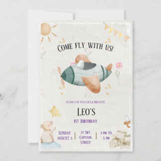 Vintage Airplane venez voler avec nous Carte d'ann