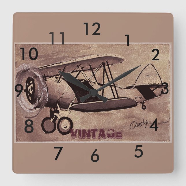 Vintage Airplane Wall Clock (Front)