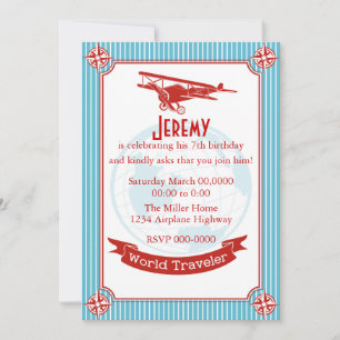 Vintage Airplane / World Traveller Invitation
