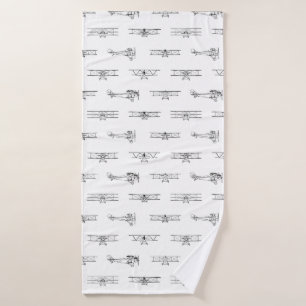 Vintage Airplanes Aviation Themed CUSTOM COLOR Bath Towel