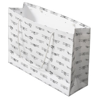 Vintage Airplanes Aviation Themed CUSTOM COLOR Large Gift Bag