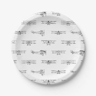 Vintage Airplanes Aviation Themed CUSTOM COLOR Paper Plate