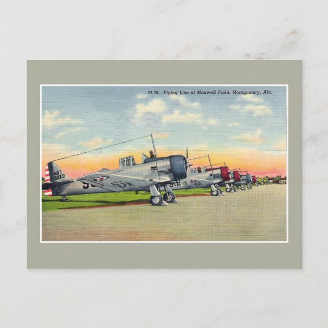 Vintage airplanes Maxwell Field Montgomery AL Postcard (Front)
