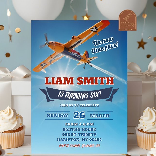 Vintage Airplanes Pilot Aviation Birthday Boy Invitation (Creator Uploaded)