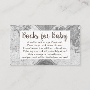 Vintage Airship & Grey World Map Book Request Enclosure Card