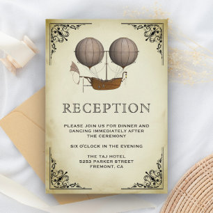 Vintage Airship Hot Air Balloon Wedding Reception Enclosure Card